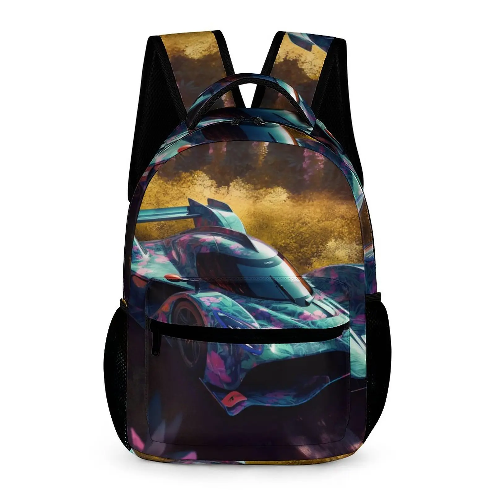 

Dazzling Sports Car Backpack Girl Colorful Painting Neon Large Backpacks Polyester Modern School Bags Workout Design Rucksack
