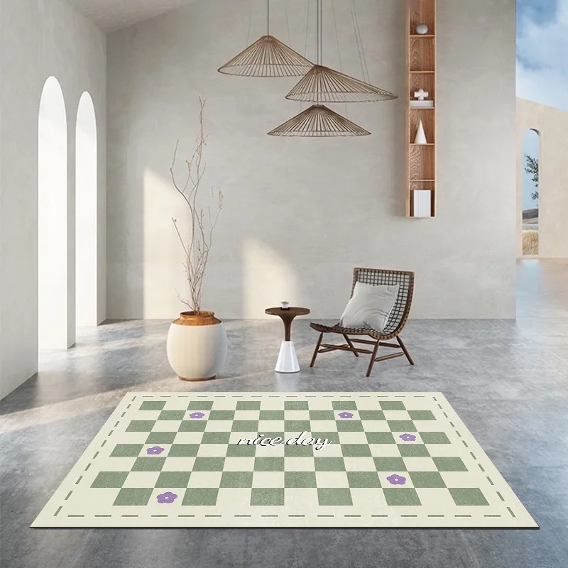 

Simple Lattice Large Area Living Room Carpet Checkerboard Bedroom Decorative Carpets Lounge Rug Non-slip Absorbent Study Rugs