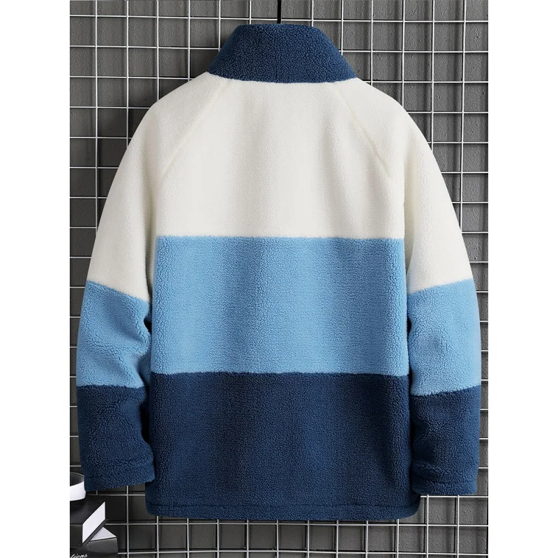 Fashion Patchwork Stand Collar Coat Thick Warm Coat Plus Size 8xl  2022 New Men's Winter Warm Coat Wool Parka