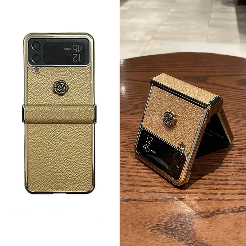 

Кожаный чехол Camellia с петлями для телефона Samsung Galaxy Z Flip 3 4 Flip4