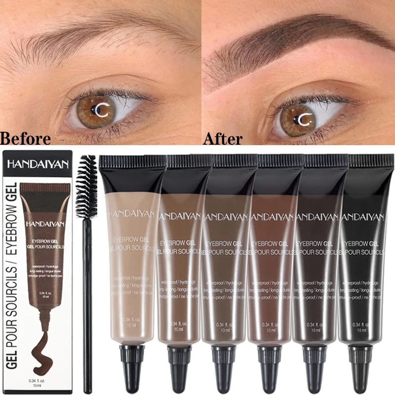

1PC Dyeing Eyebrow Cream 6 Colors Waterproof Natural Liquid Brow Tattoo Tint Black Brown Eyebrow Gel Makeup Cosmetic with Brush