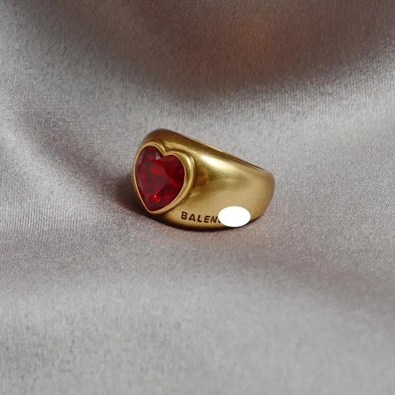 

B Home Love Gemstone Ring Retro High-quality Personality Ring 2021 New Atmosphere Fashion Star with The Same Style