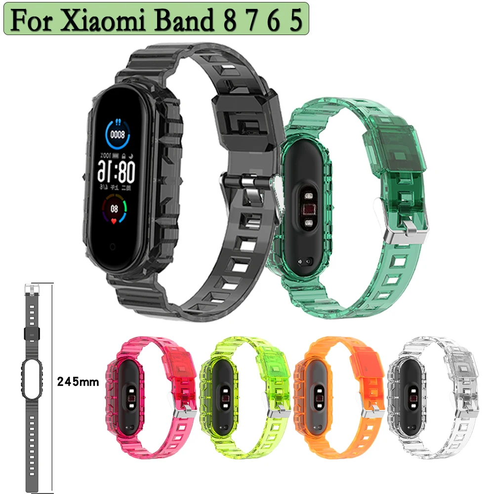 

Strap For Xiaomi Band 8 7 6 5 TPU Transparent Watchband Replacement Wrist Strap Durable Sport Band Watch Accessories Correa