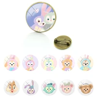 disney cute sweet stellalou cartoon brooches pins round glass dome cabachon badges decoration vintage jewelry new fashion