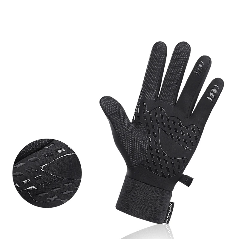 

Men Winter Waterproof Cycling Gloves Outdoor Sports Running Motorcycle Ski Touch Screen Fleece Gloves Non-slip Warm Full Fingers