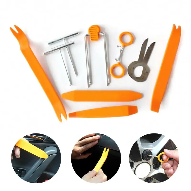 

12PCS Thicken Portable Auto Car Radio Panel Door Clip Panel Trim Dash Audio Removal Installer Pry Kit Repair Pry Tool Hand Tools