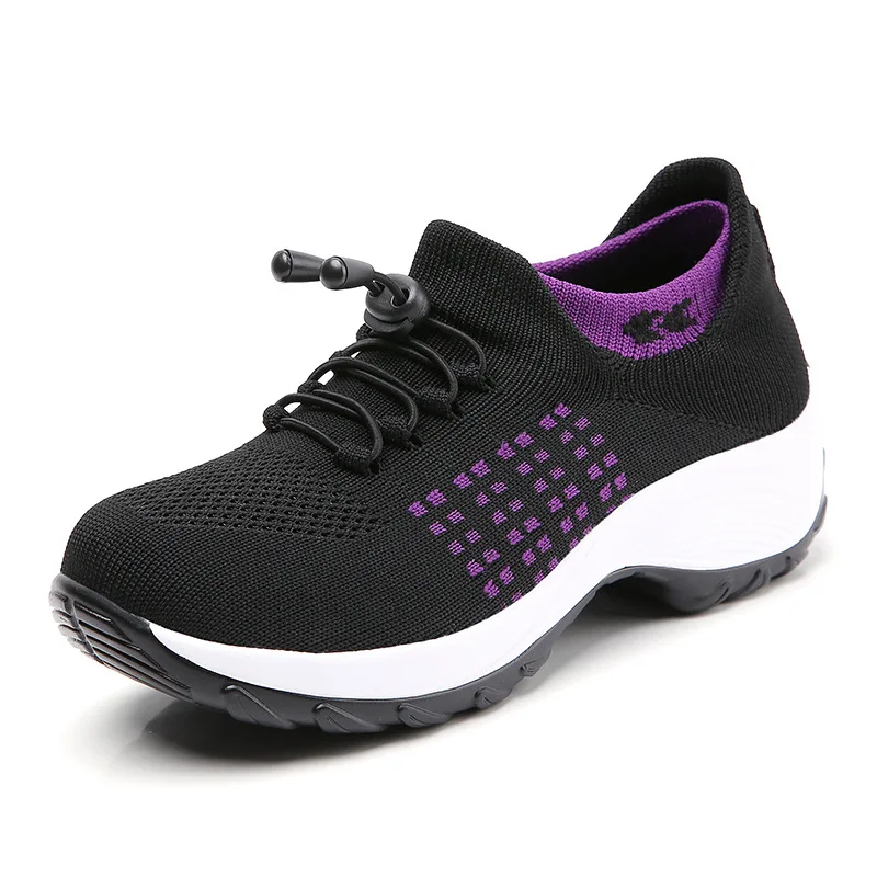 

Casual Breathable Mesh Sneakers Women Platform Shoes Tenis Ladies Shoes Sock Wedge Solid Color Shoes Women Chaussure Femme