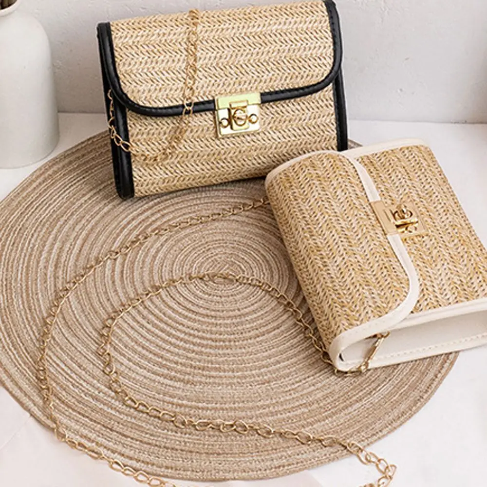 

Trendy Small Shopping Gift Travel Over The Shoulder Messenger Bag Woven Handbag Straw Bag Female Bag