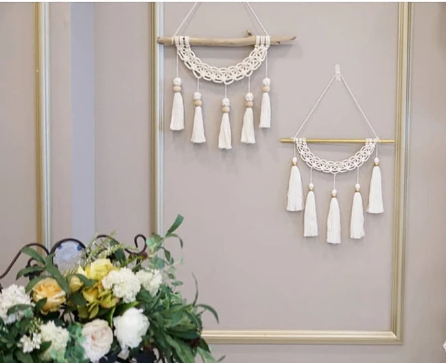 

Настенный гобелен в стиле бохо, простой макраме, Плетеный вручную, с кисточками, настенный бумажный держатель для полотенец, комнатные аксе...