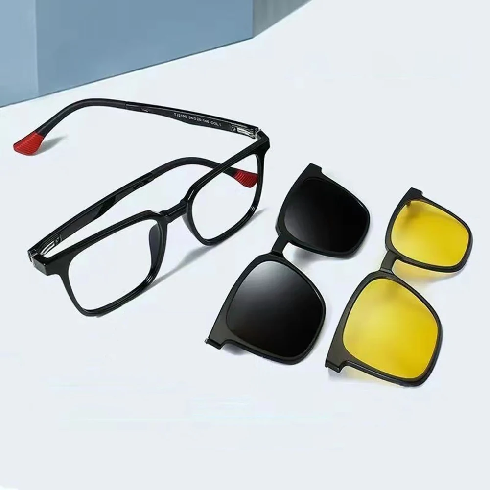 

Polaroid 3 In 1 Magnetic Polarized Sun Glasses Prescription Eyeglass Vintage Blue Light Resistant Glasses Clip On Men Women