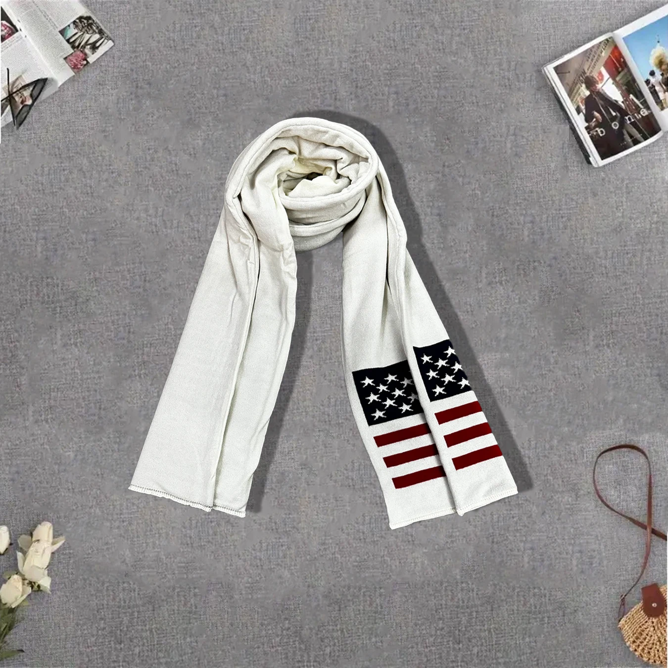 Новый национальный флаг зимний уличный теплый шарф y2k длинный в стиле ретро