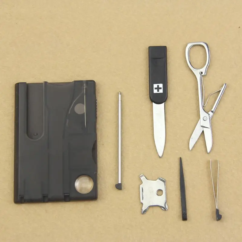 

Dropship Handy Multifunctional Survival Camping Tool Card Knife LED Light Magnifier New