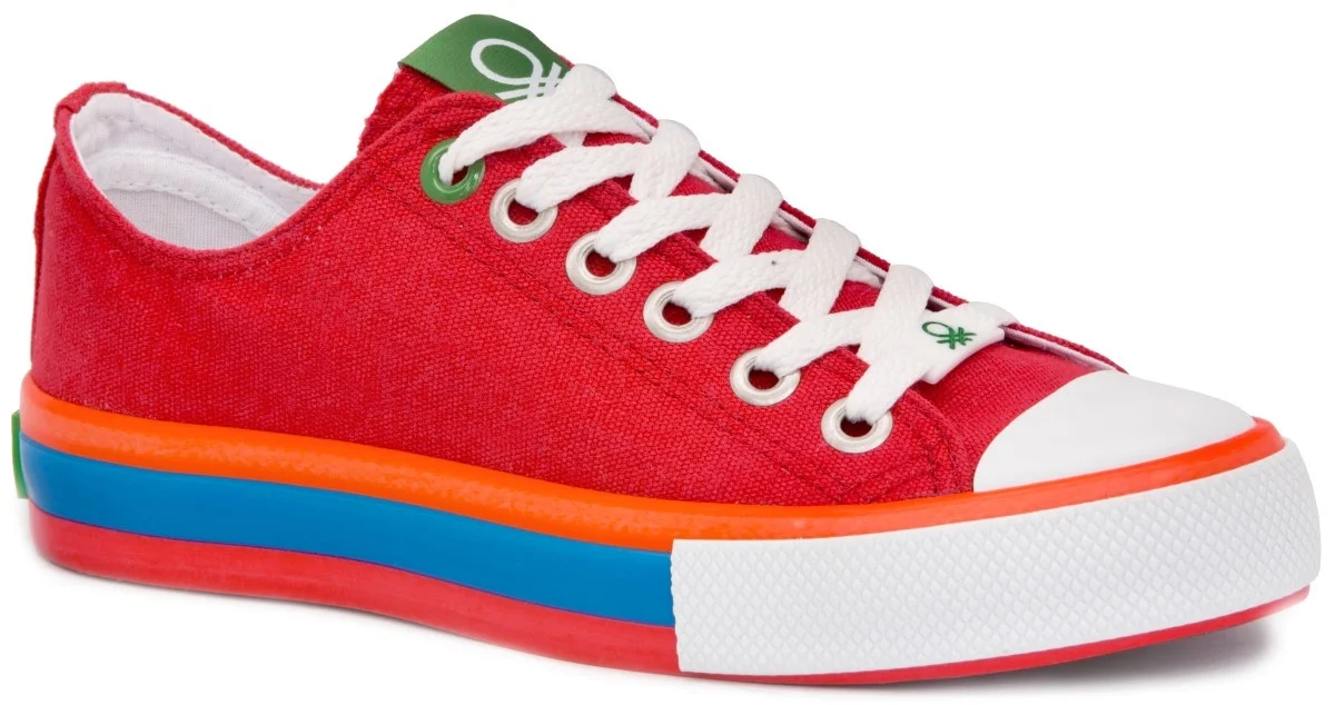 

United Colors Of Benetton 30176 Red 2021 Summer Season Women Shoes Linen Colorful Sneakers Tied Casual Hiking Breathable Street
