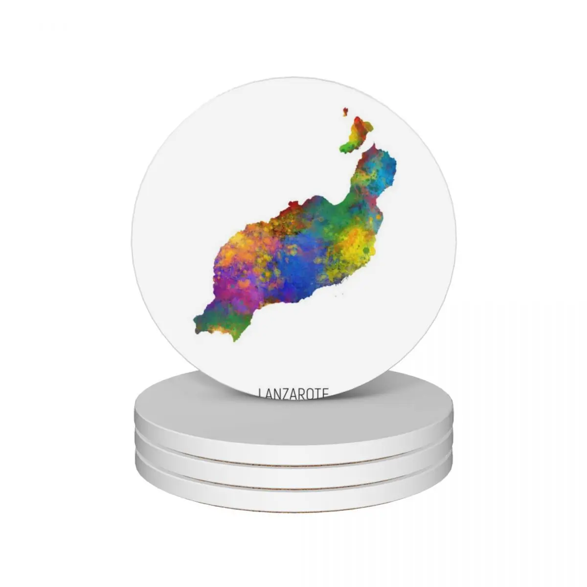 Керамические подставки Lanzarote с акварельными картами (набор из 4 шт.)