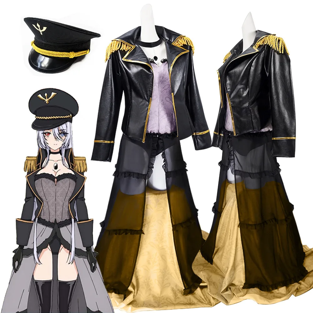 

Anime My Dress Up Darling Cosplay Kitagawa Marin Lobelia Costume Women Dresses Police Cap Leather Jacket Halloween Uniform