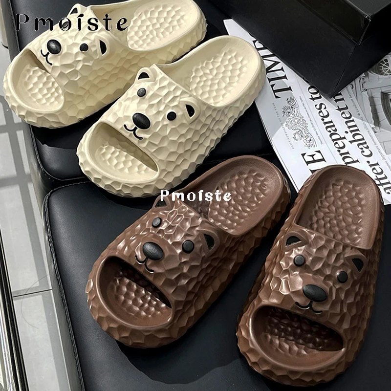 Women's Home Slippers Cartoon Cute Bear Shoe for Women Soft Platform Slipper Female Wear-resistant Bathroom Sandals Non-slip