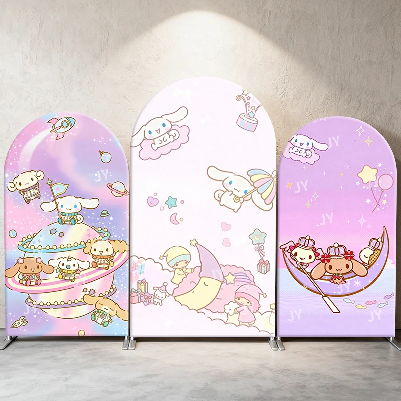 Фото Фон для фотосессии Cinnamoroll Sanrio: космическая тематика, луна, лодка, звездное небо, милый мультяшный декор для дня рождения и детского праздника №1