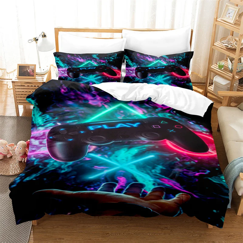 

Microfiber Video Game Controller Comforter Cover For Teen Girls Player Boys Games Duvet Cover Twin Full Kids Gamepad Bedding Set