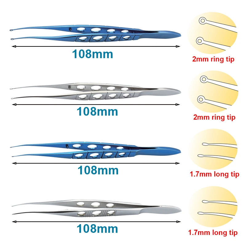 

Хирургический офтальмологический инструмент из титана/нержавеющей стали, 108 мм