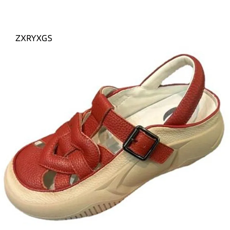 

ZXRYXGS 2023 New Summer Superior Microfiber Woven Belt Hollow Roman Sandals Flat Soft Thick Soled Sandals Women Casual Sandals