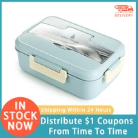 portable lunch box leak proof square compartment fresh keeping box food storage box lunch box with chopsticks spoon
