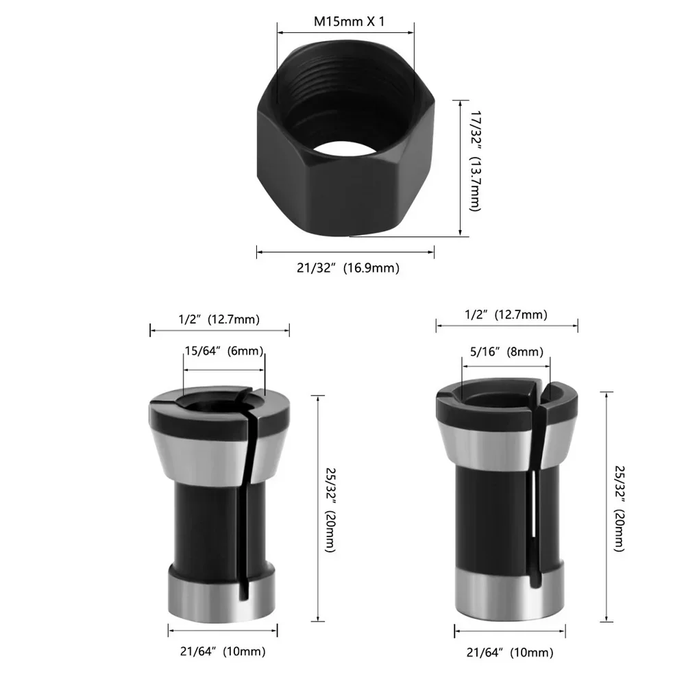 M15 Винтовая гайка Электрический фрезерный станок 6 мм 8 Цанговый патрон