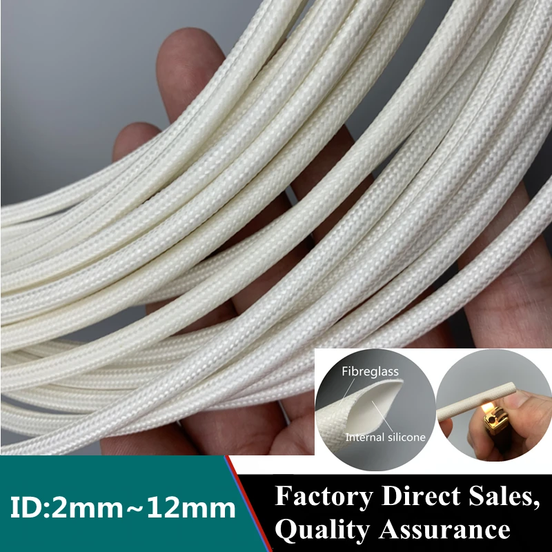 

Alkali Free Glass Fiber Braided Sleeve Internal Silicone Material High Temperature Resistant Wiring Insulating Wire Sheath
