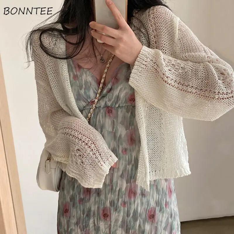 

Cropped Jackets Women Hot Sale Hollow Out Chic Vintage Daily Ladies Outwear All-match Slim Autumn Sun-proof Vacation Overcoat