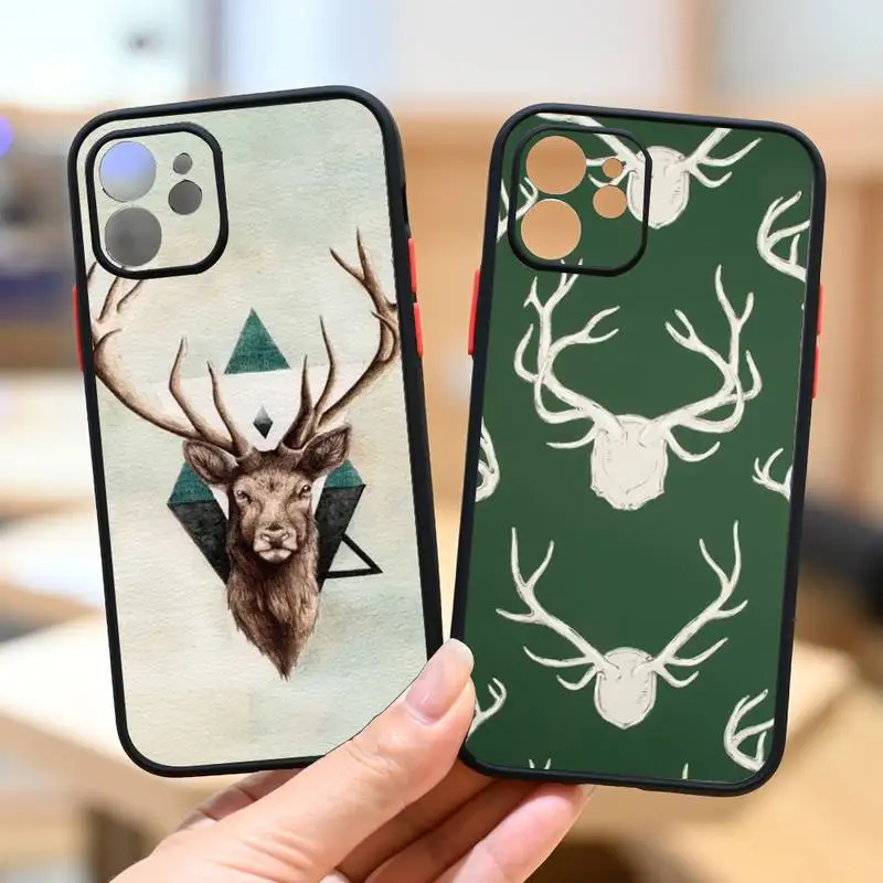 

Deer AntlerS Phone Case IPhone 12 11 13 14 Pro Max X XR XS SE2020 7 8 Plus Hard Shockproof Cover Case
