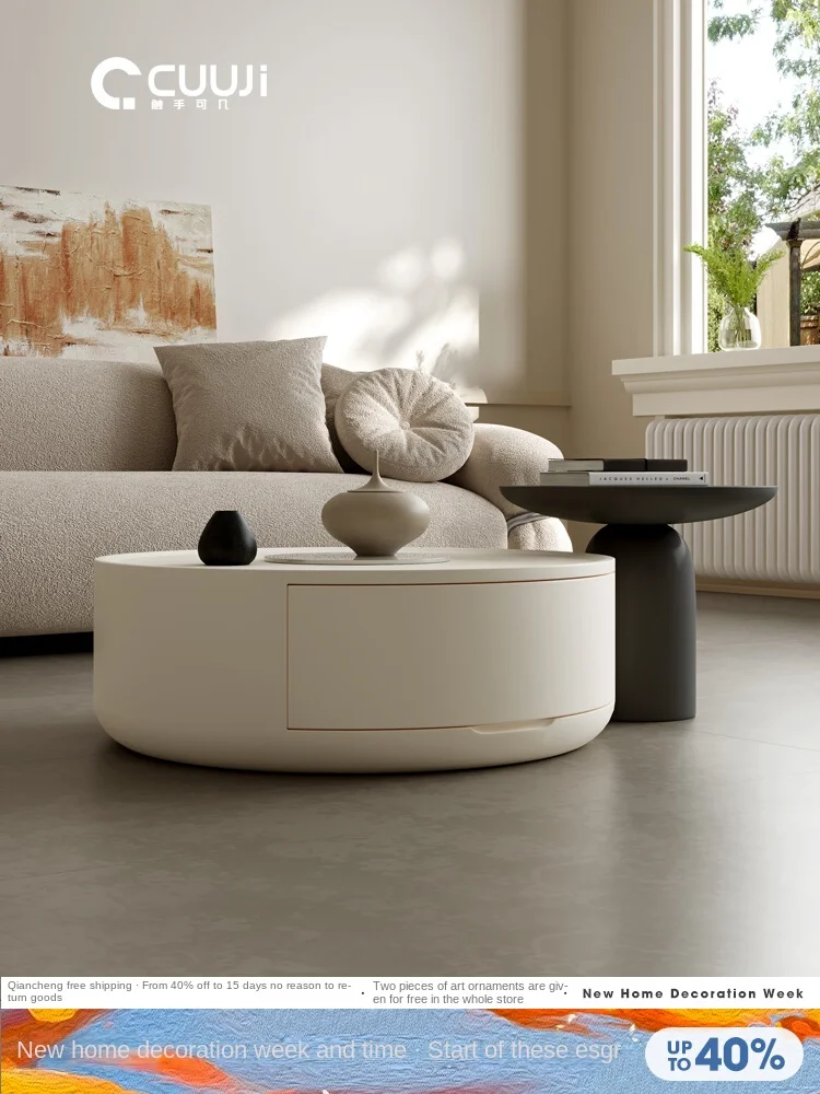 

XK Cream Style round Tea Table Design Sense Living Room Home High-Grade Small Apartment