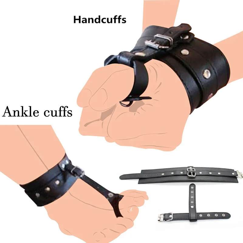 Leather Hand Wrist Thumbs Cuffs Binding Belt Slave Bdsm Bondage Cosplay Ankle Wrist Strap with Toes Restraint Sex Toys Chastity