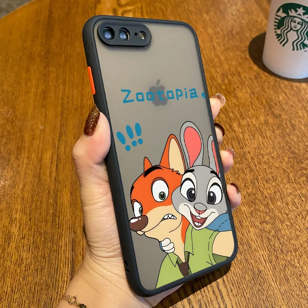 Фото Матовый полупрозрачный чехол Disney Nick Judy для iPhone 17E 17 16 16E 15 14 13 12 11 Pro Max 17 Air 7 8 Plus XR XS, противоударный №4