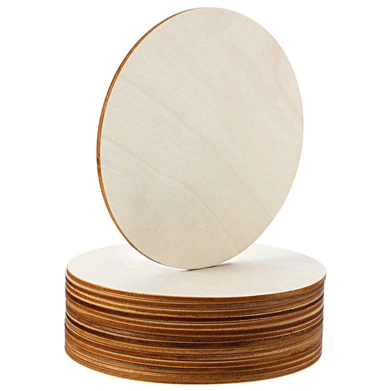 

Hot-5 Inch Unfinished Wood Circle Round Wood Pieces Blank Round Ornaments Wooden Cutouts For DIY Craft Project, Decoration