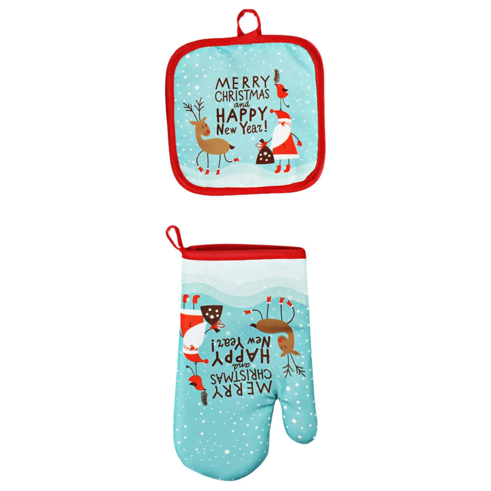 

Christmas Gloves Hotholiday Mitts Kitchen Oven Pad Barbecue Mittens Microwave Cooking Glove Santa Pads Holders Pot Baking