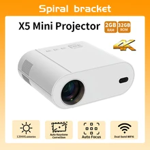 X5 projector 4K 1080P Android 11.0 Allwinner H71 2 32G Wifi 5G 12000 Lumens BT Beam projector For Home theater office camping