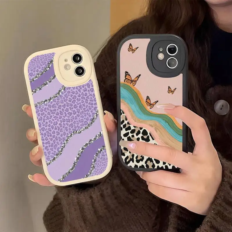 

Fashion leopard painted Phone Case Hard Leather Phone Case For iPhone 14 13 12 Mini 11 14 Pro Max Xs X Xr 7 8 Plus