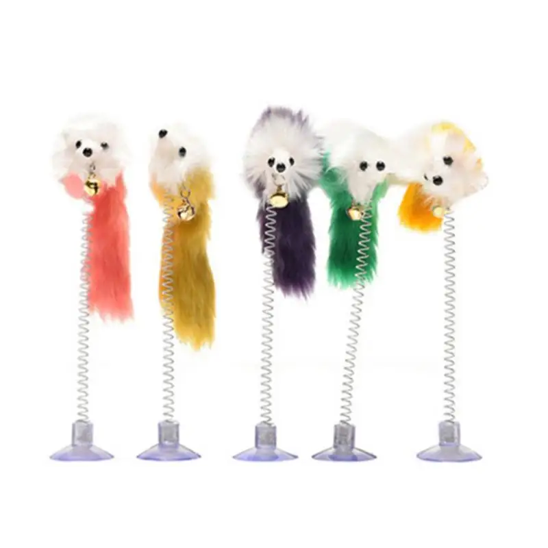 

Cartoon Sucker Pet Cat Toy Stick Spring Feather Rod With Mini Bell Interactive Cat Toy Mouse Cat Toy Mouse Toy