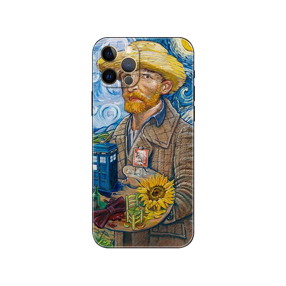 Чехол для телефона с рисунком Ван Гога iphone 5 5s 2020se 6 6s 7 8 plus x 10 XR XS 11 12 13 mini pro MAX черный