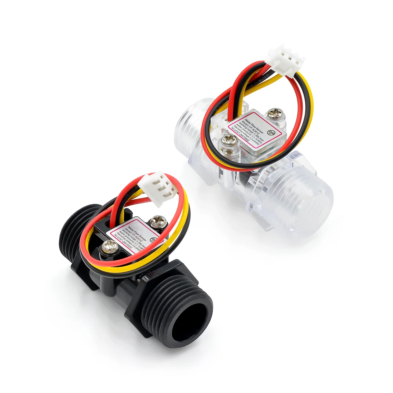 Transparent Black Flow Meter YF-201C Water Sensor Turbine 4 Points |