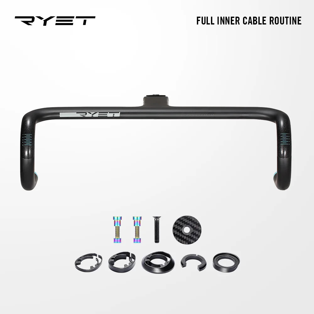 

RYET Road Carbon Integrated Cockpit Handlebar Full Hidden Cable Aero Bar OD2 28.6/31.8mm Handlebars For Road Racing Bicycles