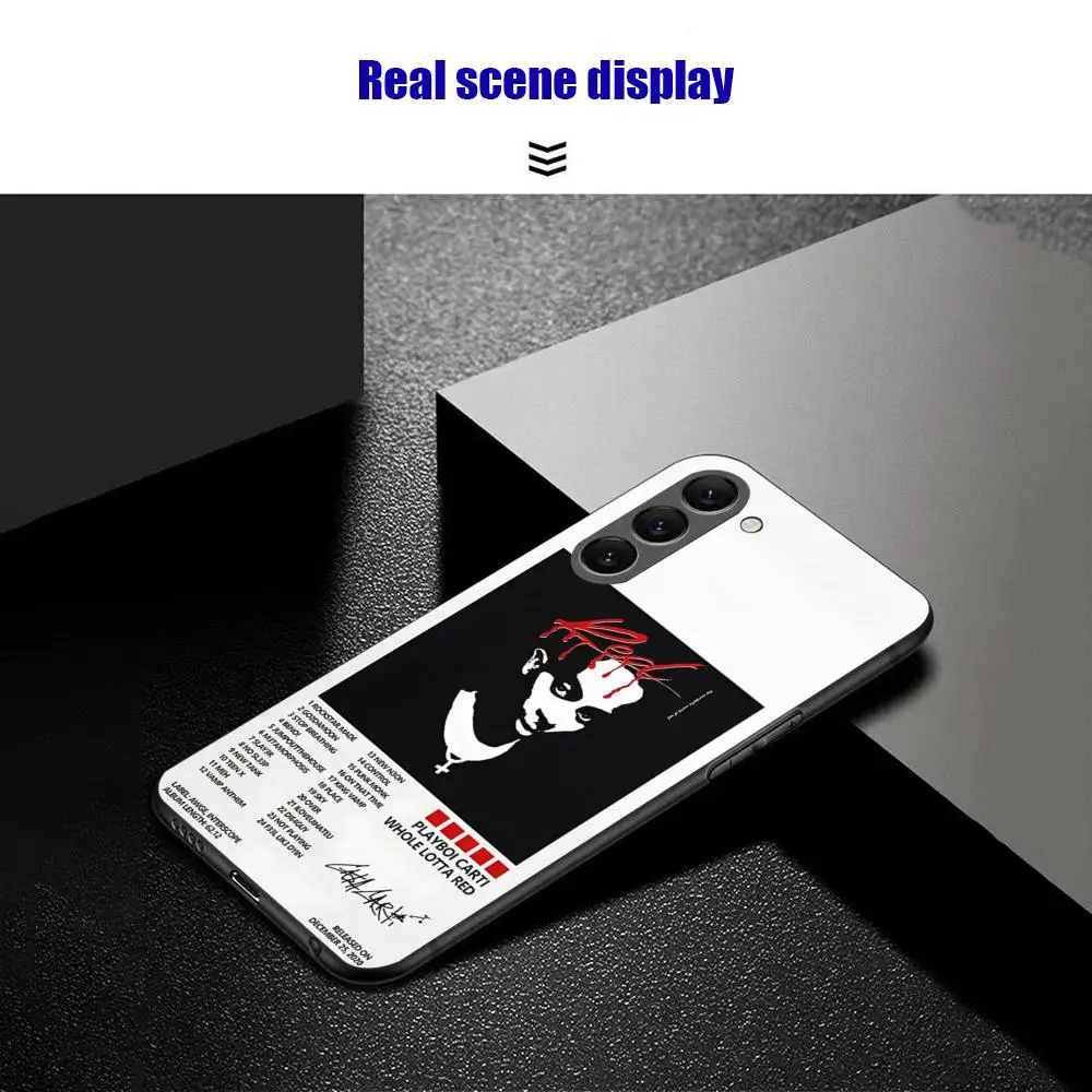 Фото Модный чехол для телефона P-Playboi Carti для Samsung Galaxy S26 S25 S24 S23 S22 S21 Plus Ultra Note20, мягкий черный №3