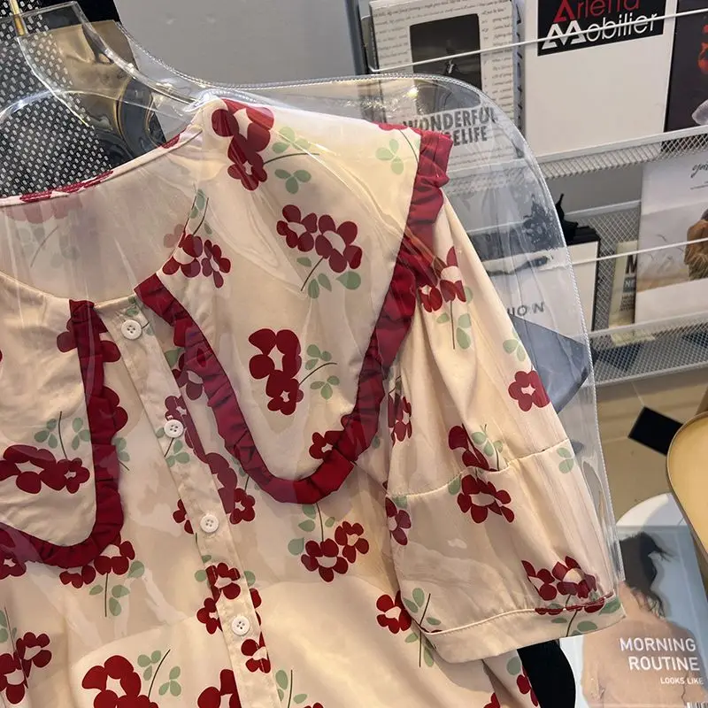 Рубашка DAYIFUN женская с французским цветочным дизайном повседневная уникальная