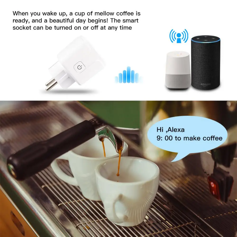 

EU Smart Socket WiFi Plug 16A Power Monitor Remote Control Smart Home WiFi Plugs Tuya SmartLife APP For Alexa Google Assistant