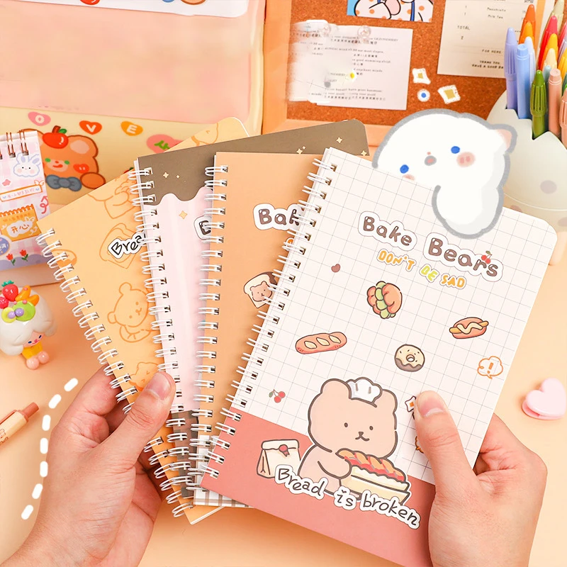 

Kawaii A5 Coil Notebook Super Thick Hardcover Notepad Diary Planner Spiral Agenda Journal Notebook Stationery Office Supplies