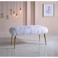 Bench in White Faux Fur & Gold  Multifunction Furniture Hallway Bench Bed Side Furniture Corridor