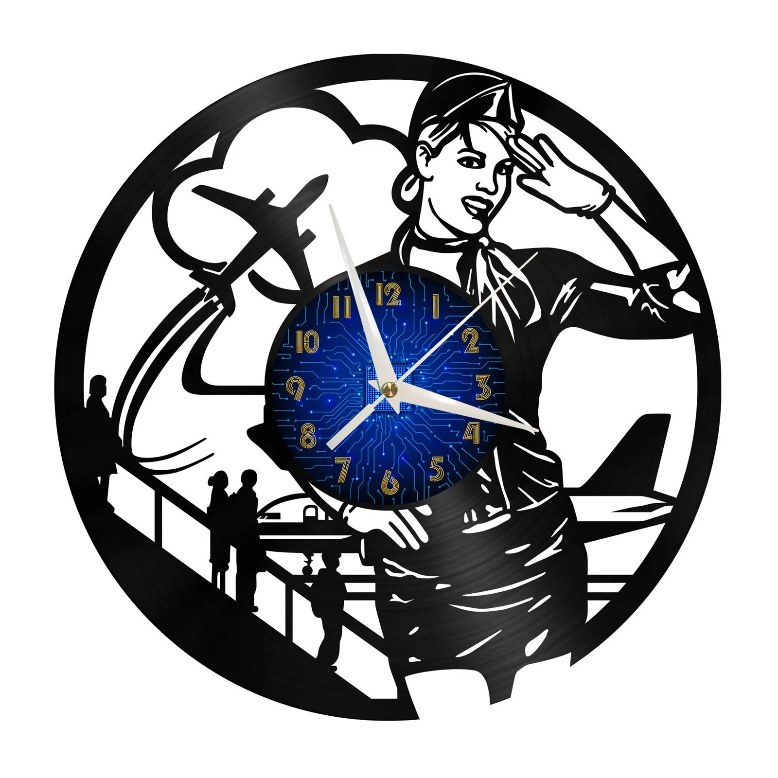 

Flight Attendant 2 Vinyl Record Wall Clock for Kitchen Wall Decor Wall Art