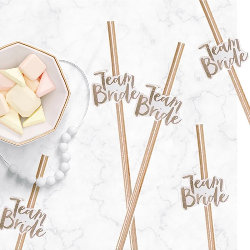 

10Pcs Hen Party Team Bride Straws Bachelorette Party Rose Gold Straws Decoration Bridal Shower Wedding Party Supplies