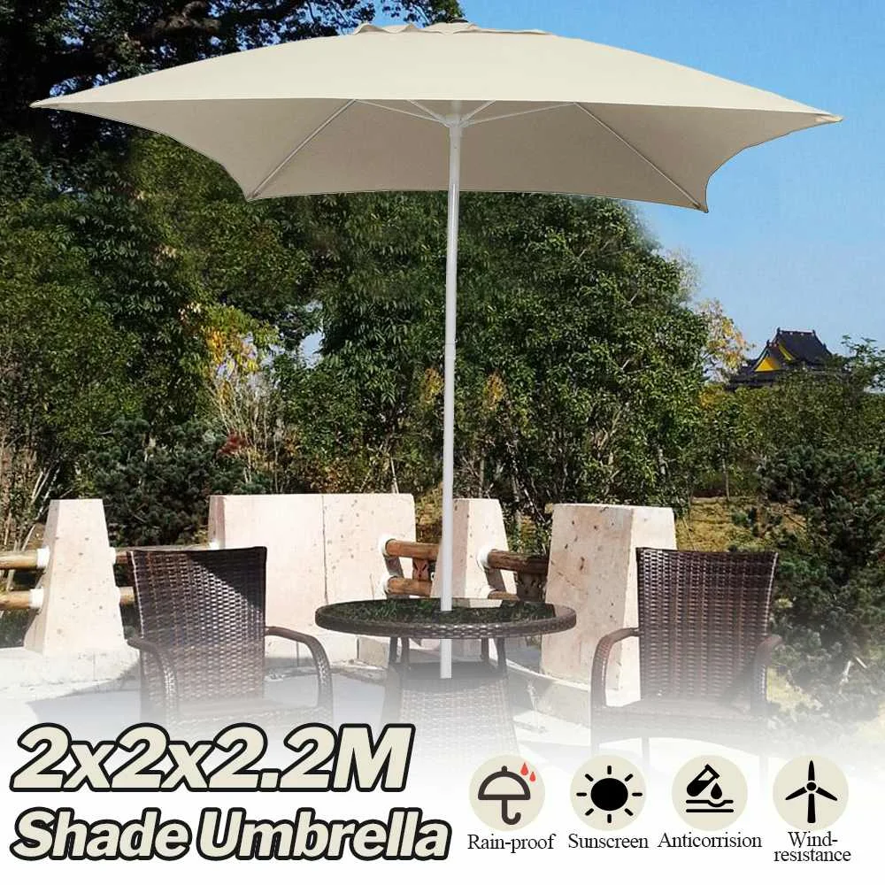 2M Waterproof Beach Square Canopy Awning Outdoor Garden UV Protection Parasol Sunshade Umbrella Cover With Umbrella Stand