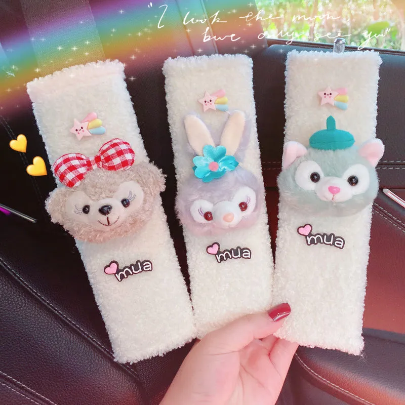 

Cute Kawaii Stellalou ShellieMay Gelatoni Plush Car Seat Belt Shoulder Cover Interior Protective Belt Four Seasons Universal