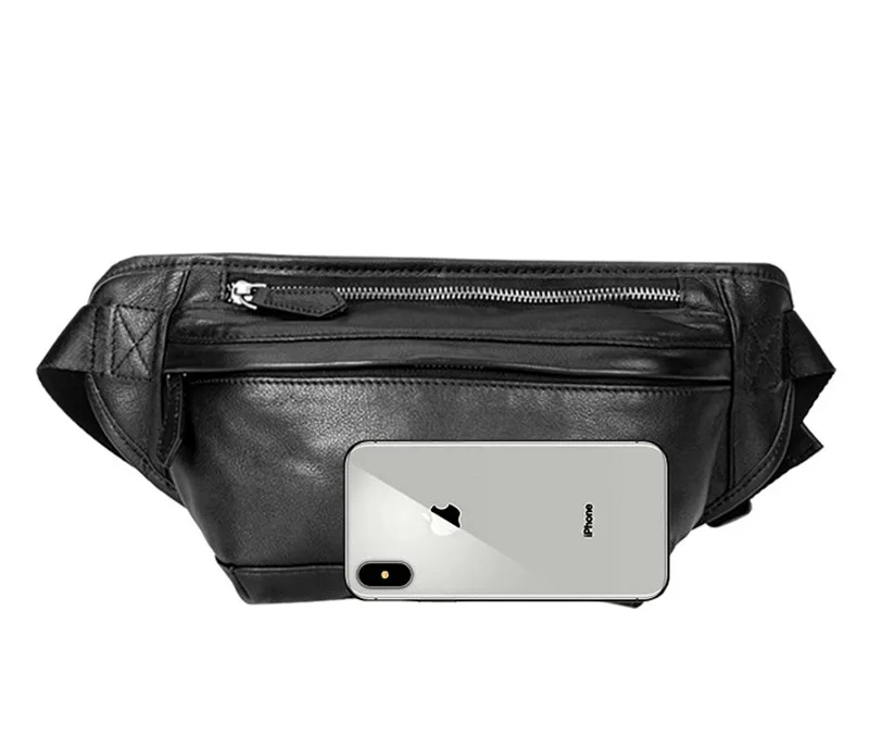 Fashion real cowhide men small chest bag casual waist packs handmade genuine leather luxury daily black shoulder messenger bags